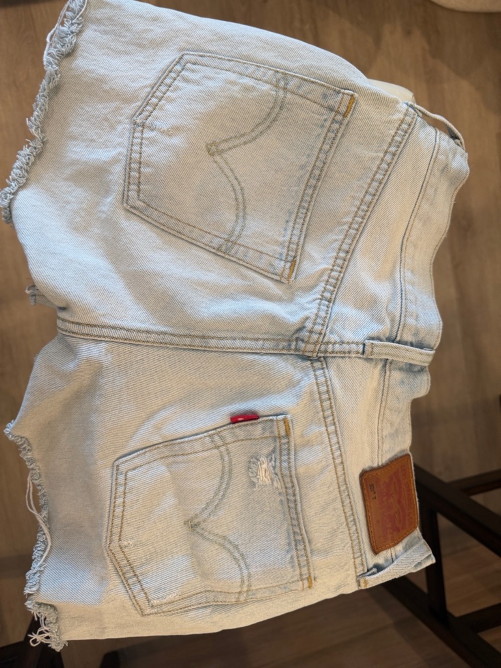 Levi's Light Blue Distressed Denim Cutoff Shorts - Picture 4 of 4